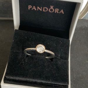 Pandora two tone ring, silver and 14k gold